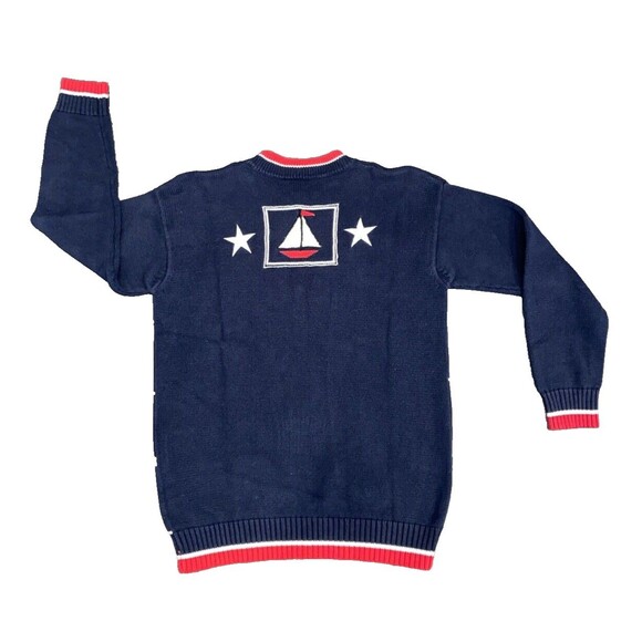 Vintage 1980s Essential Elements Nautical Blue Sweater Unisex Size Small - Picture 2 of 13